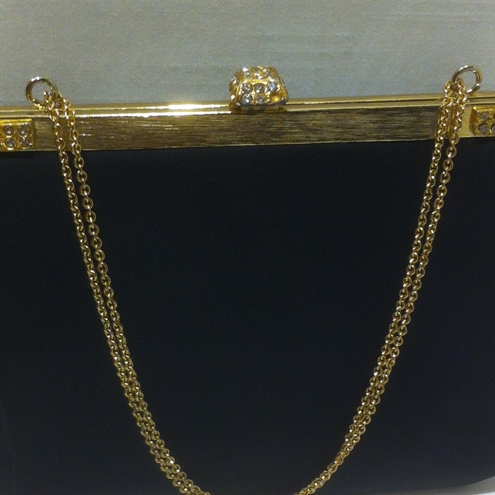 VINTAGE BLACK AFTER FIVE HANDBAG WITH CHANGE PURSE - Picture 5 of 6